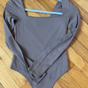 Babaton Taupe Long Sleeve Bodysuit